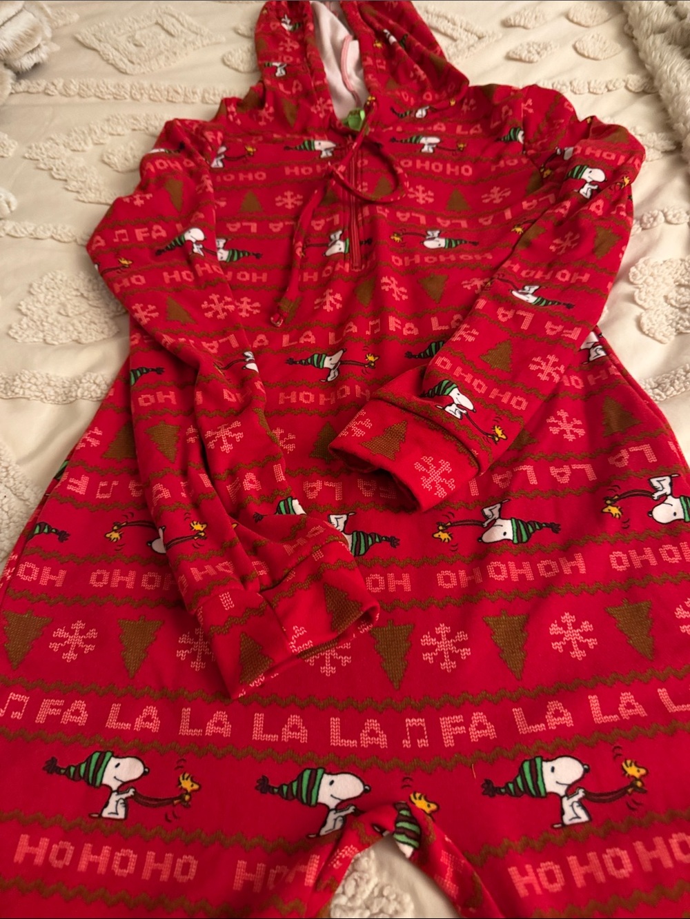 Red Holiday Snoopy women Hoodie One-Piece
